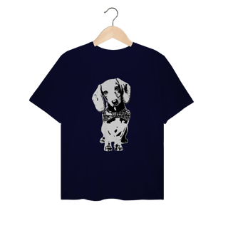 Nome do produto Camiseta Plus Size Dachshund de Gravatinha em Preto e Branco