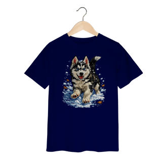 Nome do produto Camiseta Infantil Husky Siberiano Correndo na Neve