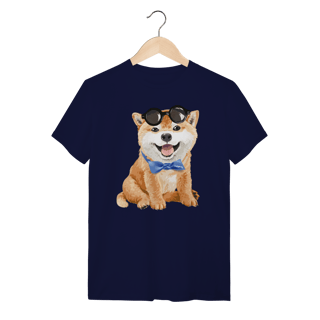 Nome do produto Camiseta Akita Filhote de Óculos e Gravatinha