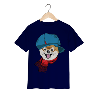 Nome do produto Camiseta Infantil Spitz Alemão de Boina e Cachecol