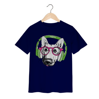 Nome do produto Camiseta Infantil Pastor Alemão de Óculos e Fone de Ouvido