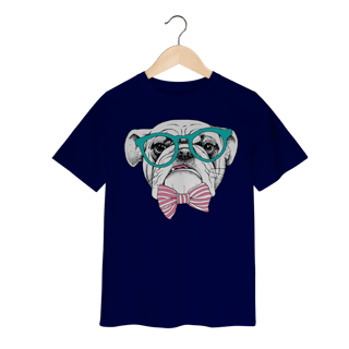 Nome do produto Camiseta Infantil Bulldog Inglês de Óculos e Gravatinha