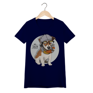 Nome do produto Baby Look Jack Russell de Óculos e Cachecol