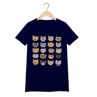 Nome do produto Camiseta Feminina Baby Look Cats Emoticons