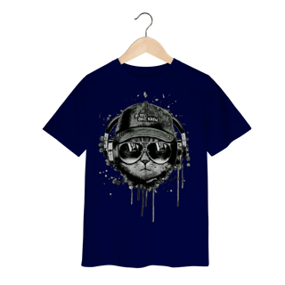 Nome do produto Camiseta Infantil Gato Ouvindo Música de Boné e Óculos
