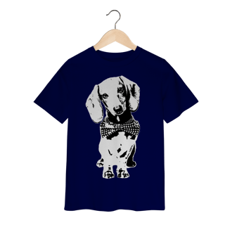 Nome do produto Camiseta Infantil Dachshund de Gravatinha em Preto e Branco