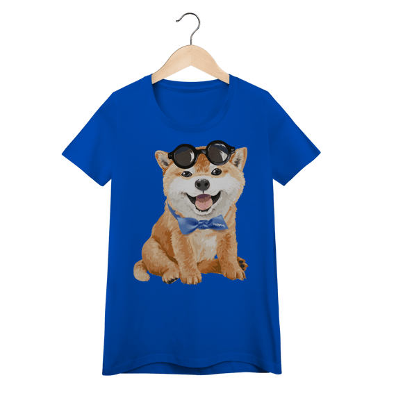 Baby Look Akita Filhote de Óculos e Gravatinha