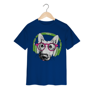 Nome do produto Camiseta Infantil Pastor Alemão de Óculos e Fone de Ouvido