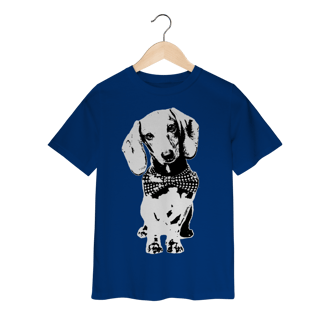 Nome do produto Camiseta Infantil Dachshund de Gravatinha em Preto e Branco