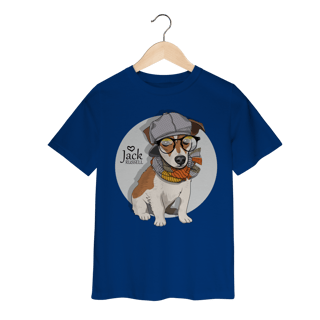 Nome do produto Camiseta Infantil Jack Russell de Óculos e Cachecol