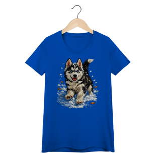 Nome do produto Baby Look Husky Siberiano Correndo na Neve