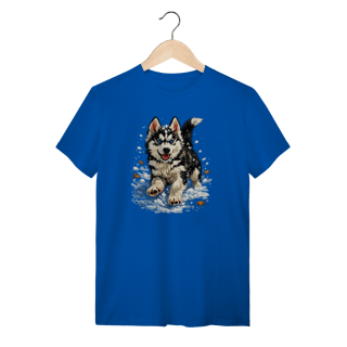 Nome do produto Camiseta Husky Siberiano Correndo na Neve