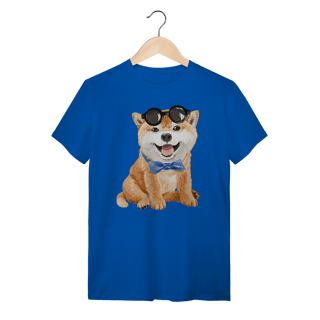 Nome do produto Camiseta Akita Filhote de Óculos e Gravatinha