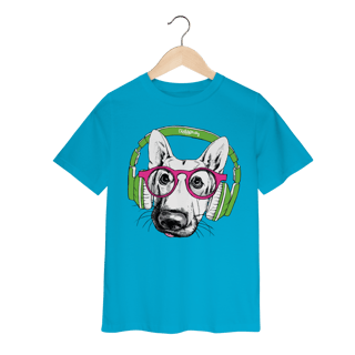 Nome do produto Camiseta Infantil Pastor Alemão de Óculos e Fone de Ouvido