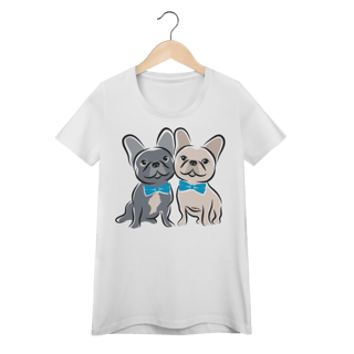 Nome do produto Baby Look Bulldog Francês Casal de Gravatinha