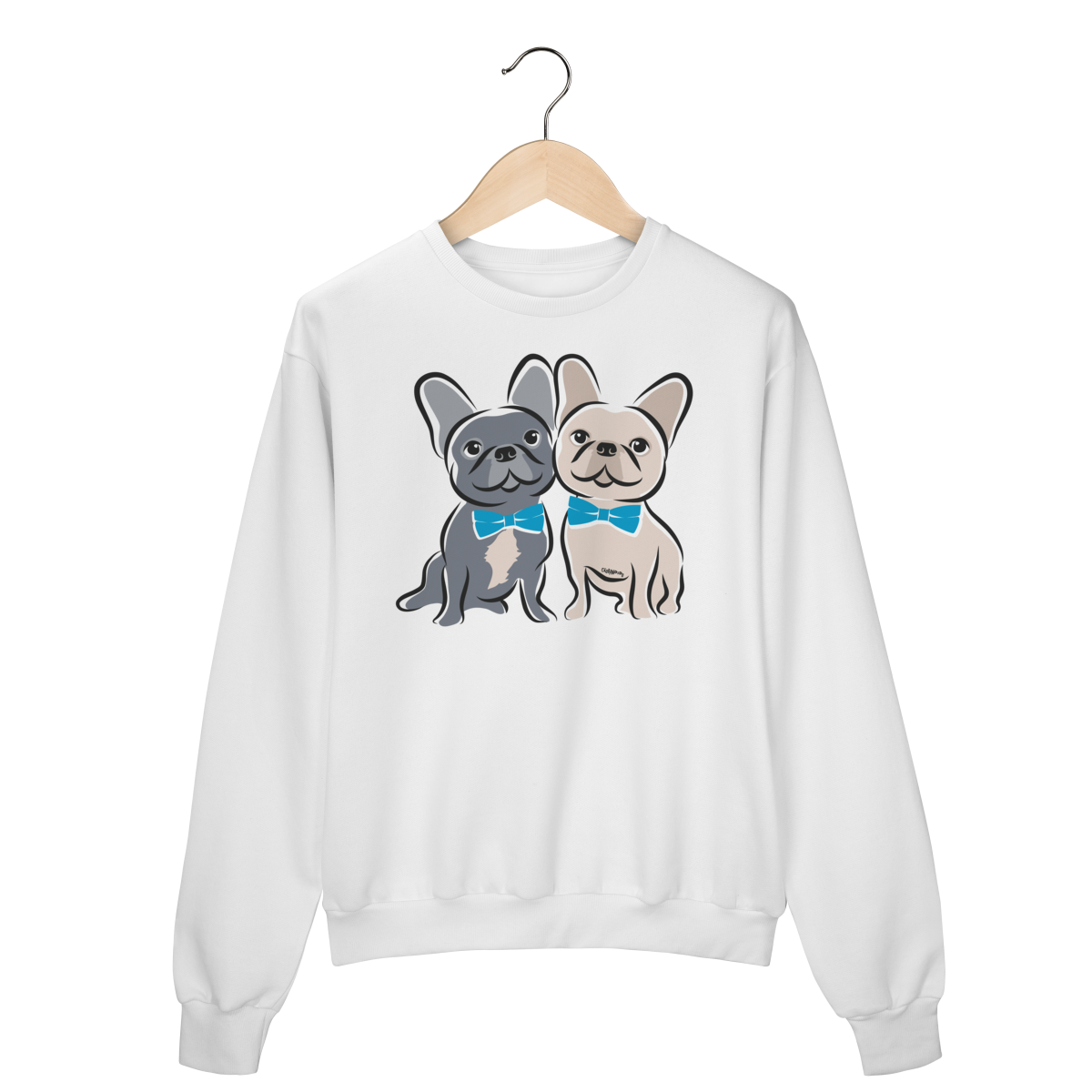 Nome do produto: Moletom Blusão Bulldog Francês Casal de Gravatinha