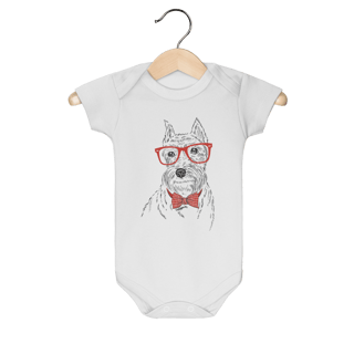 Body Bebê Schnauzer de Óculos e Gravatinha