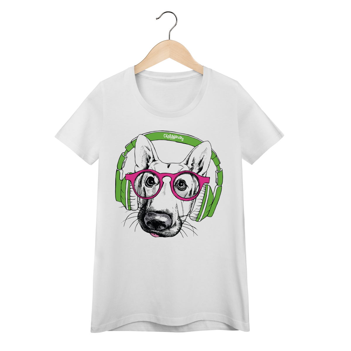 Nome do produto: Baby Look Pastor Alemão de Óculos e Fone de Ouvido