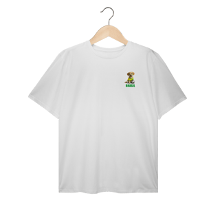Camiseta Plus Size Brasil Cachorrinho Futebol