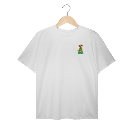 Camiseta Plus Size Brasil Cachorrinho Futebol