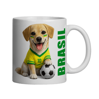 Caneca Brasil Cachorrinho Futebol
