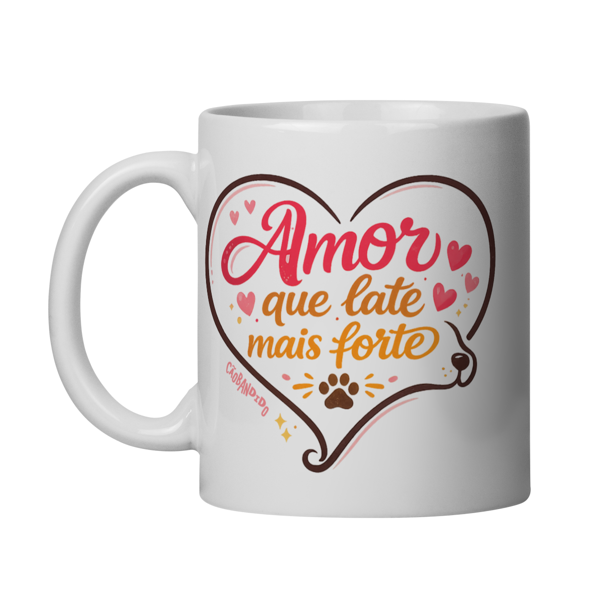 Nome do produto: Caneca Amor Que Late Mais Forte