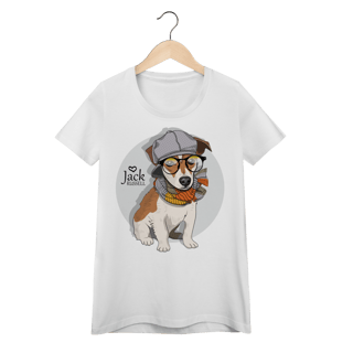 Nome do produto Baby Look Jack Russell de Óculos e Cachecol