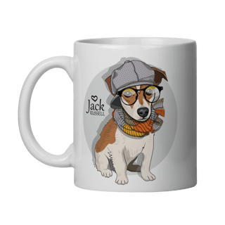 Nome do produto Caneca Jack Russell de Óculos e Cachecol