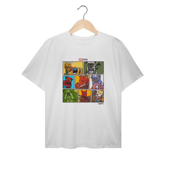 Camiseta Plus Size Marvel Dogs Super Heróis