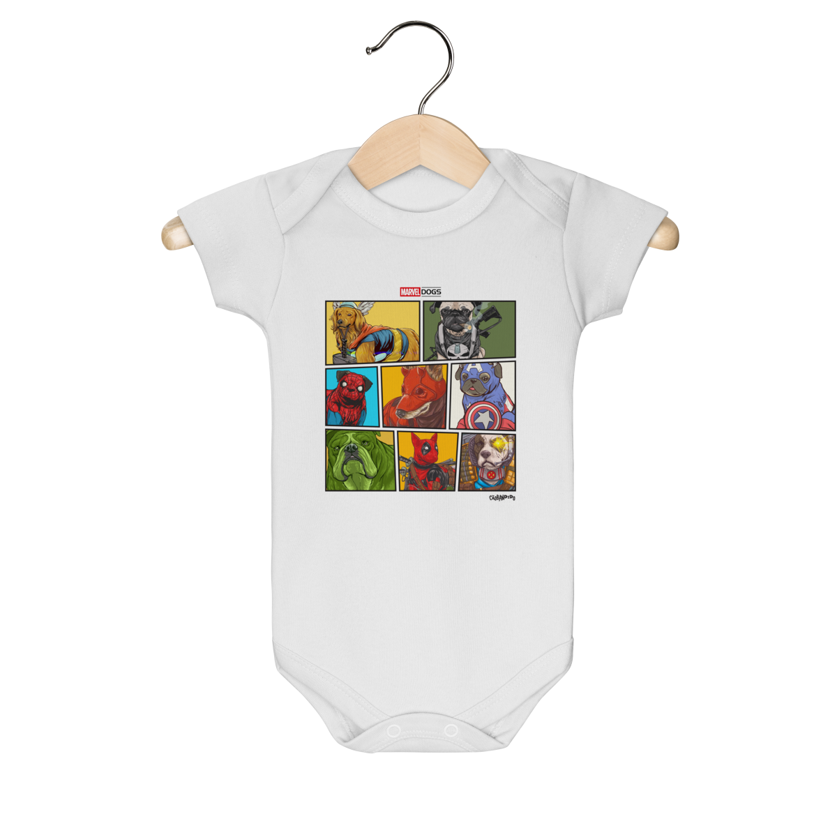 Nome do produto: Body Bebê Marvel Dogs Super Heróis