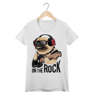 Camiseta Feminina Baby Look Pug On The Rock