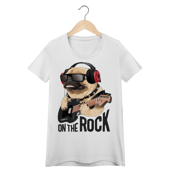 Camiseta Feminina Baby Look Pug On The Rock