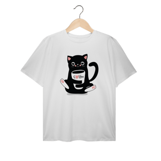 Camiseta Plus Size Gato Preto Café