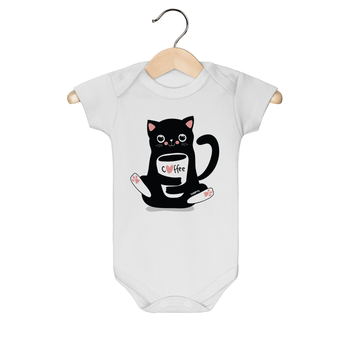 Nome do produto: Body Bebê Gato Preto Café