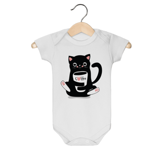 Body Bebê Gato Preto Café