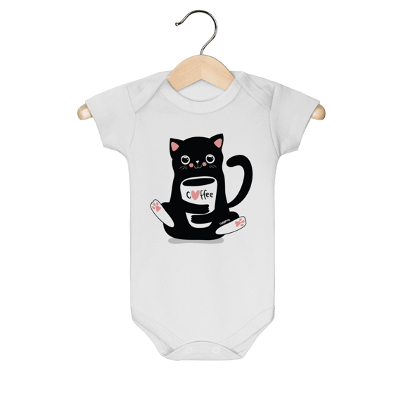 Body Bebê Gato Preto Café