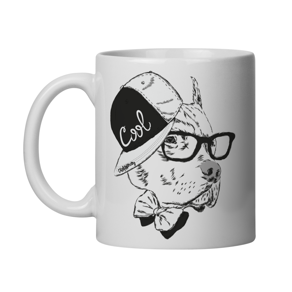 Nome do produto: Caneca Pitbull de Boné e Óculos