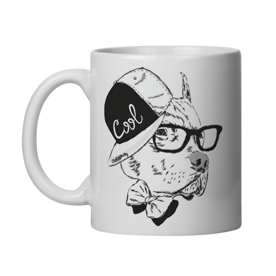 Caneca Pitbull de Boné e Óculos