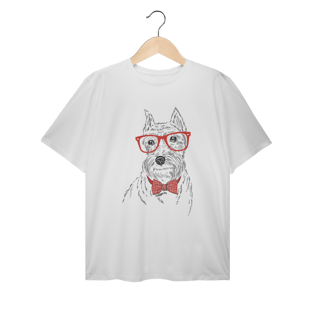 Nome do produto Camiseta Plus Size Schnauzer de Óculos e Gravatinha
