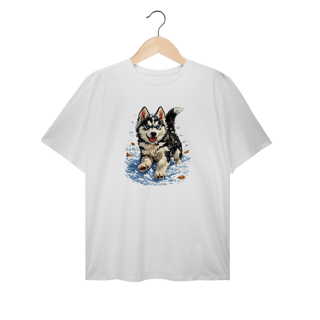 Nome do produto Camiseta Plus Size Husky Siberiano Correndo na Neve