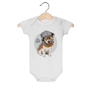 Nome do produto Body Bebê Jack Russell de Óculos e Cachecol