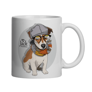 Nome do produto Caneca Jack Russell de Óculos e Cachecol