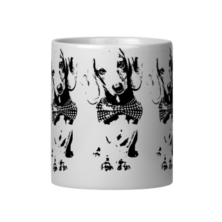 Nome do produto Caneca Dachshund de Gravatinha em Preto e Branco