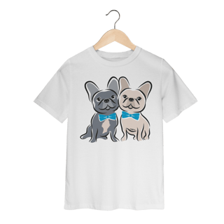 Nome do produto Camiseta Infantil Bulldog Francês Casal de Gravatinha
