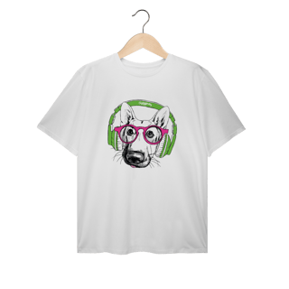 Nome do produto Camiseta Plus Size Pastor Alemão de Óculos e Fone de Ouvido