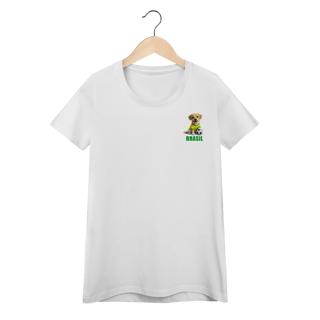 Nome do produto Camiseta Feminina Baby Look Brasil Cachorrinho Futebol