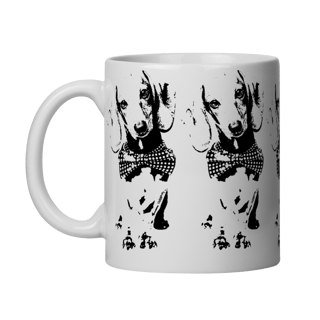 Nome do produto Caneca Dachshund de Gravatinha em Preto e Branco