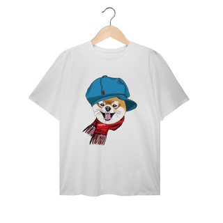 Nome do produto Camiseta Plus Size Spitz Alemão de Boina e Cachecol