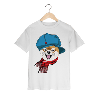 Nome do produto Camiseta Infantil Spitz Alemão de Boina e Cachecol