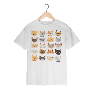 Nome do produto Camiseta Infantil Cats Emoticons